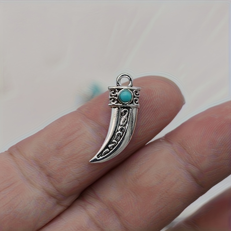 10pcs Antique Silvery Blue Ox Horn Pendant Charms